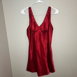 Beautiful Red Satin Mini slip dress / top womens small petite